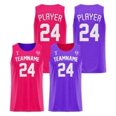Pink-Violet Custom Reversible Basketball Jersey